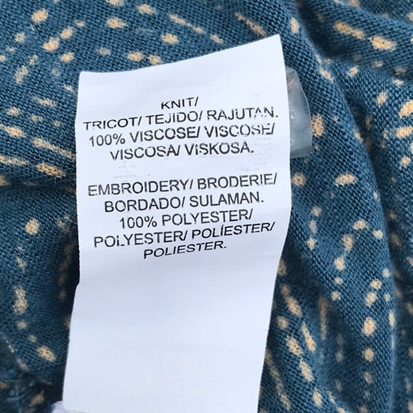 Lucky 🍀 Brand Blue Cold Shoulder Short Sleeve Embroidered Tunic Top Size Medium - Picture 12 of 14